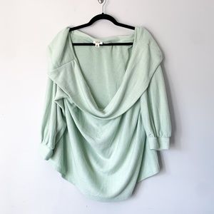 A.N.A. Mint Green Off The Shoulder Sweatshirt Blouse